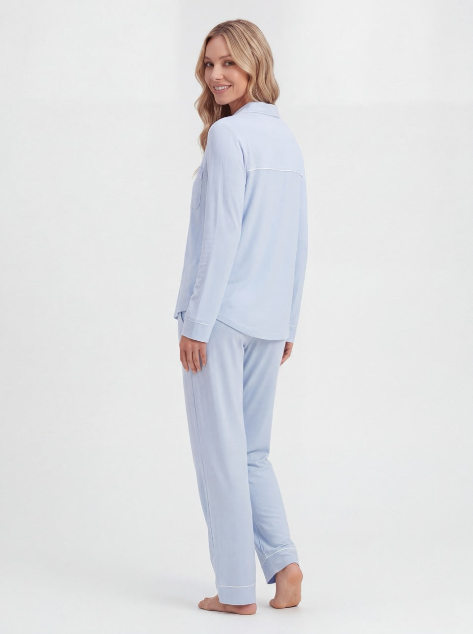 Himmelblauer Bambus-Pyjama