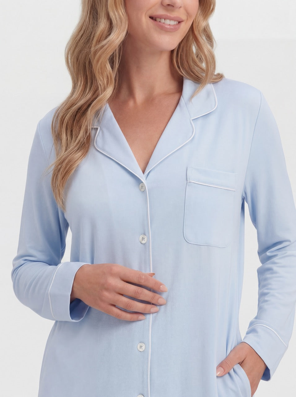 Himmelblauer Bambus-Pyjama